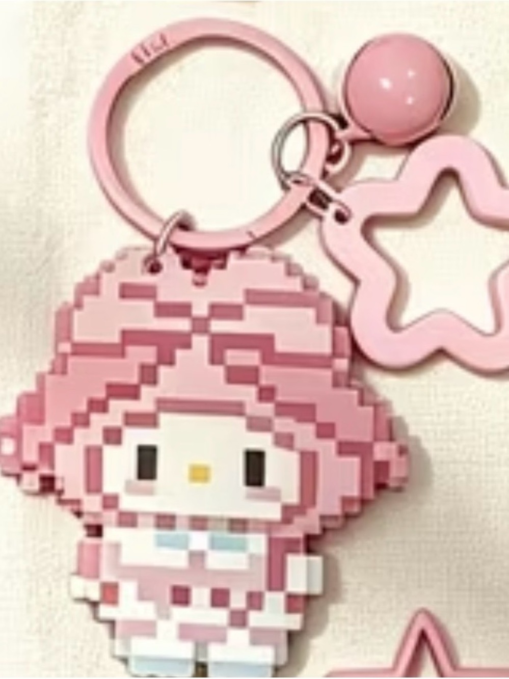 Sanrio My Melody Pixel Charm Keychain in Pink